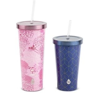 Stainless Steel Coolie Tumblers 2-Pack, 24 fl oz and 18 fl oz, Purple and Green